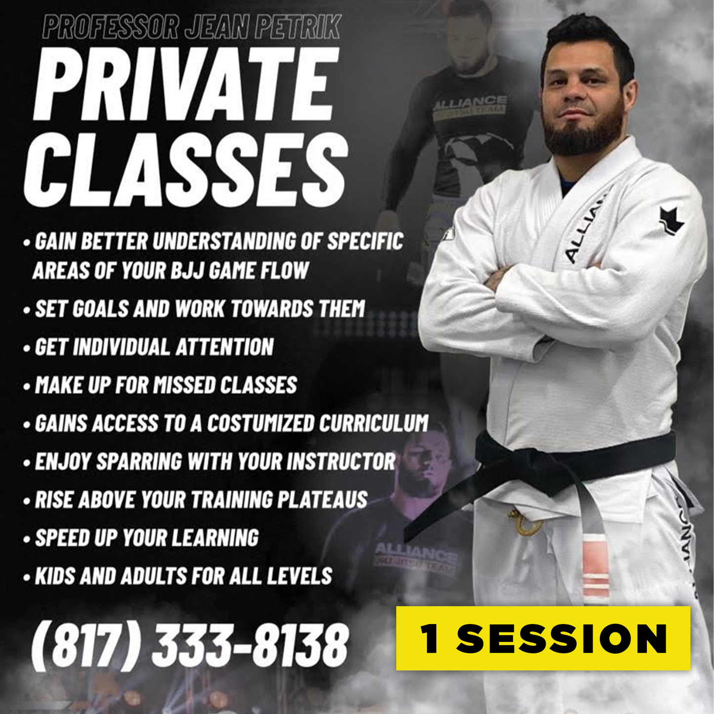 Brazilian Jiu Jitsu Private Lesson Package (1 Session, 1-Hour Per Session)